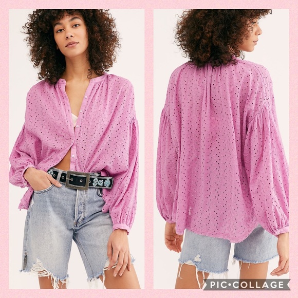 Free people maddison eyelet blouse Clearance